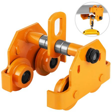 Heavy Duty Manual Trolley 2 Ton Capacity Plain Trolley 4000lbs Push Beam Track Roller Trolley Crane Lift Dual Wheels Garage Hoist for Straight F91069