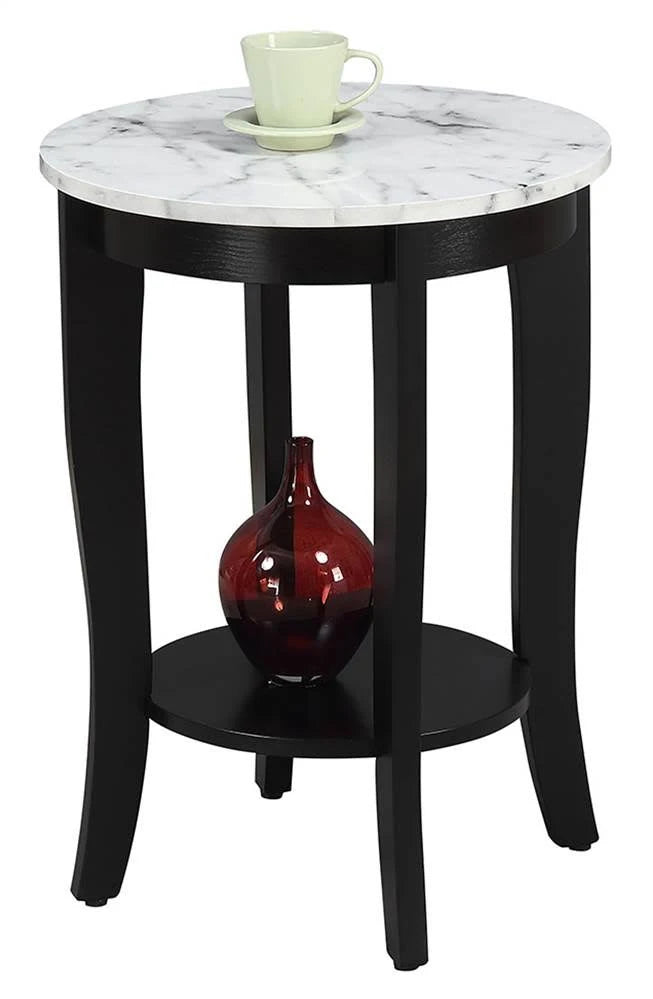White Faux Marble Round End Table G83874