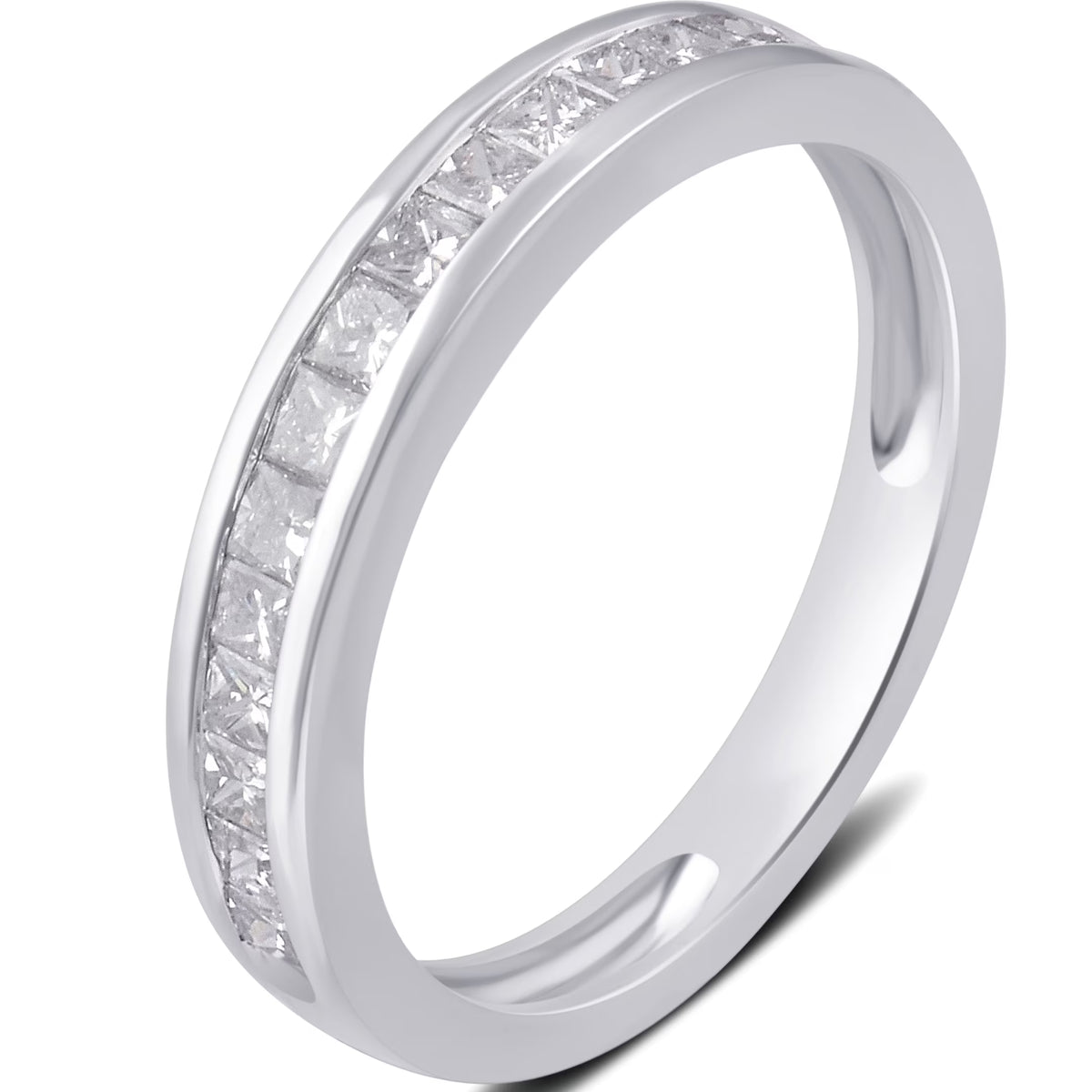 10K White Gold Princess Diamond Wedding Band J201316