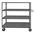 14 Gauge Tubular Push Handled Rolling Service Cart with 4 Shelves Gray R980