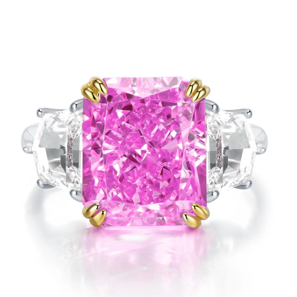S925 Sterling Silver Radiant Cut Engagement Ring Z815