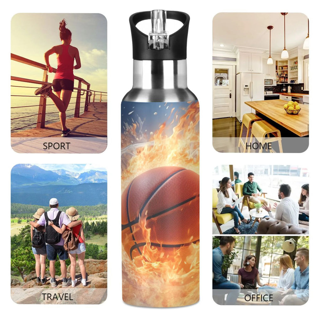 Stainless Steel Insulated Thermos Vacuum Flask Water Bottle with Straw Lid I178