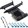 PCIe SATA Card 6 Ports SATA III Controller Expansion Card with 6 SATA Cables Pack of 2 F8875