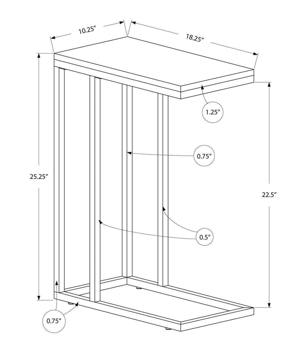 Cappuccino Particle Board Metal Accent Table R23274