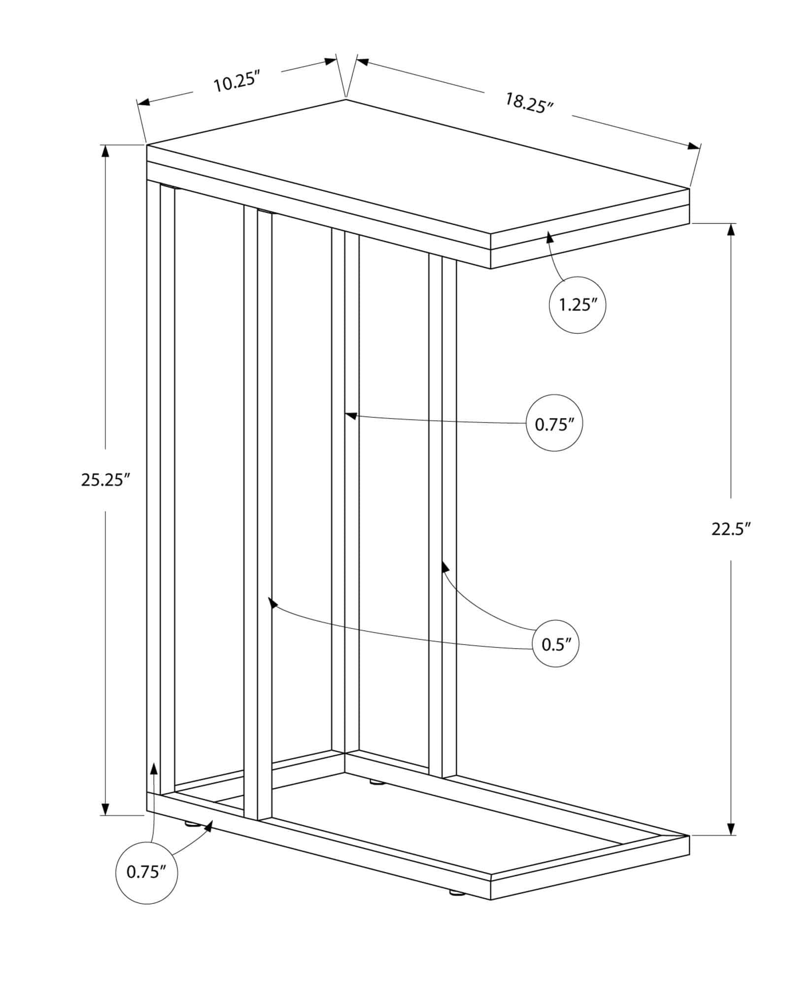 Cappuccino Particle Board Metal Accent Table R23274