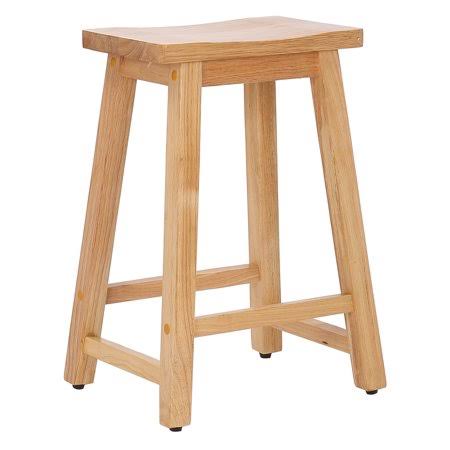 Solid Wood Saddle Bar Stool, Oak H351619