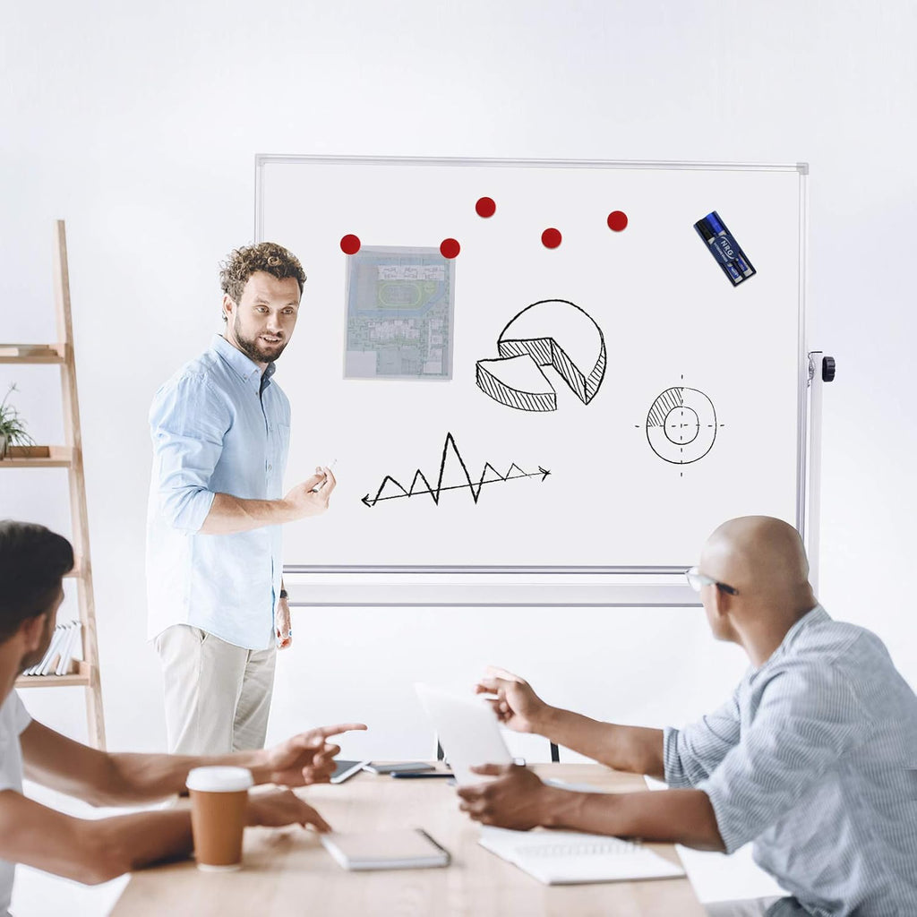 48x36 Height Adjustable Double Sided Magnetic Whiteboard with Stand J228429