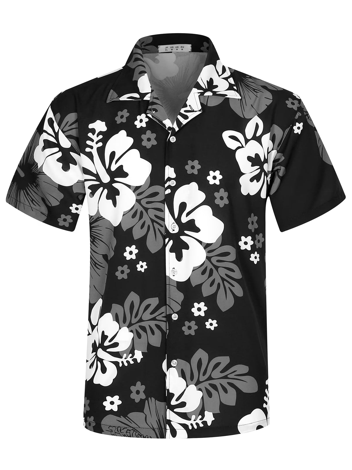 Men’s Short Sleeve Casual Button Down Shirts With Pocket Floral Black 2XL L920422
