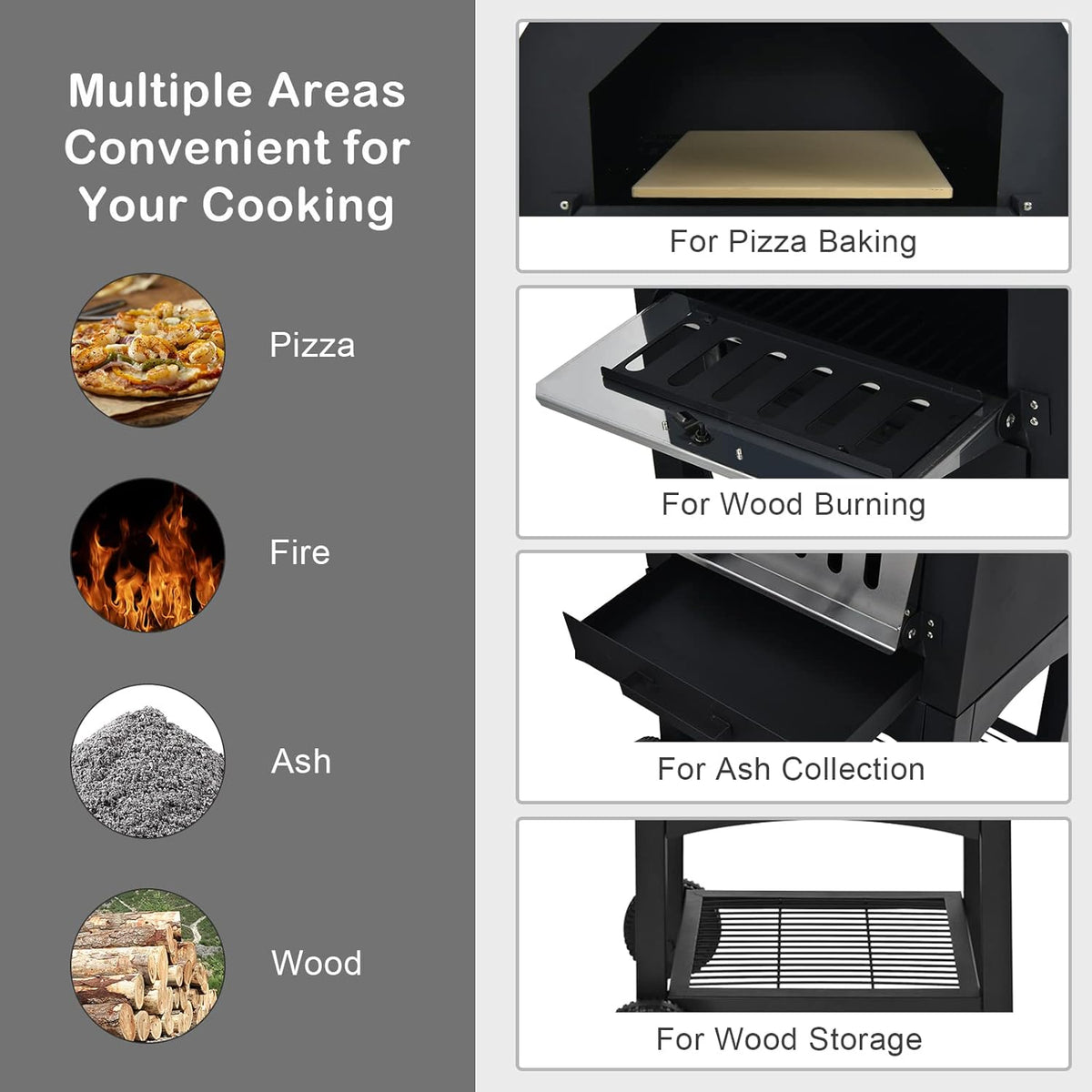 Wood Fire Pizza Oven with Wheels and Waterproof Cover M467048