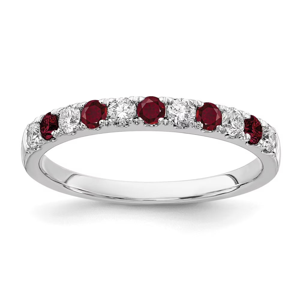 14k White Gold Ruby & Lab Grown Diamonds Engagement Ring W16298
