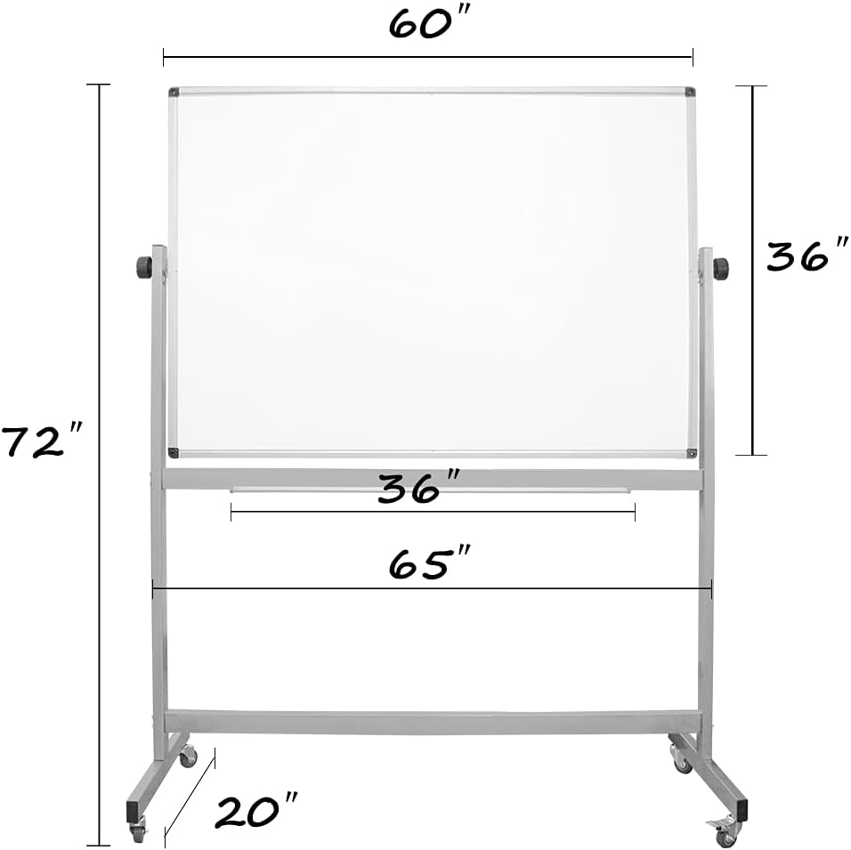 36 x 60 Inch Rolling Double Sided Magnetic Whiteboard X7712
