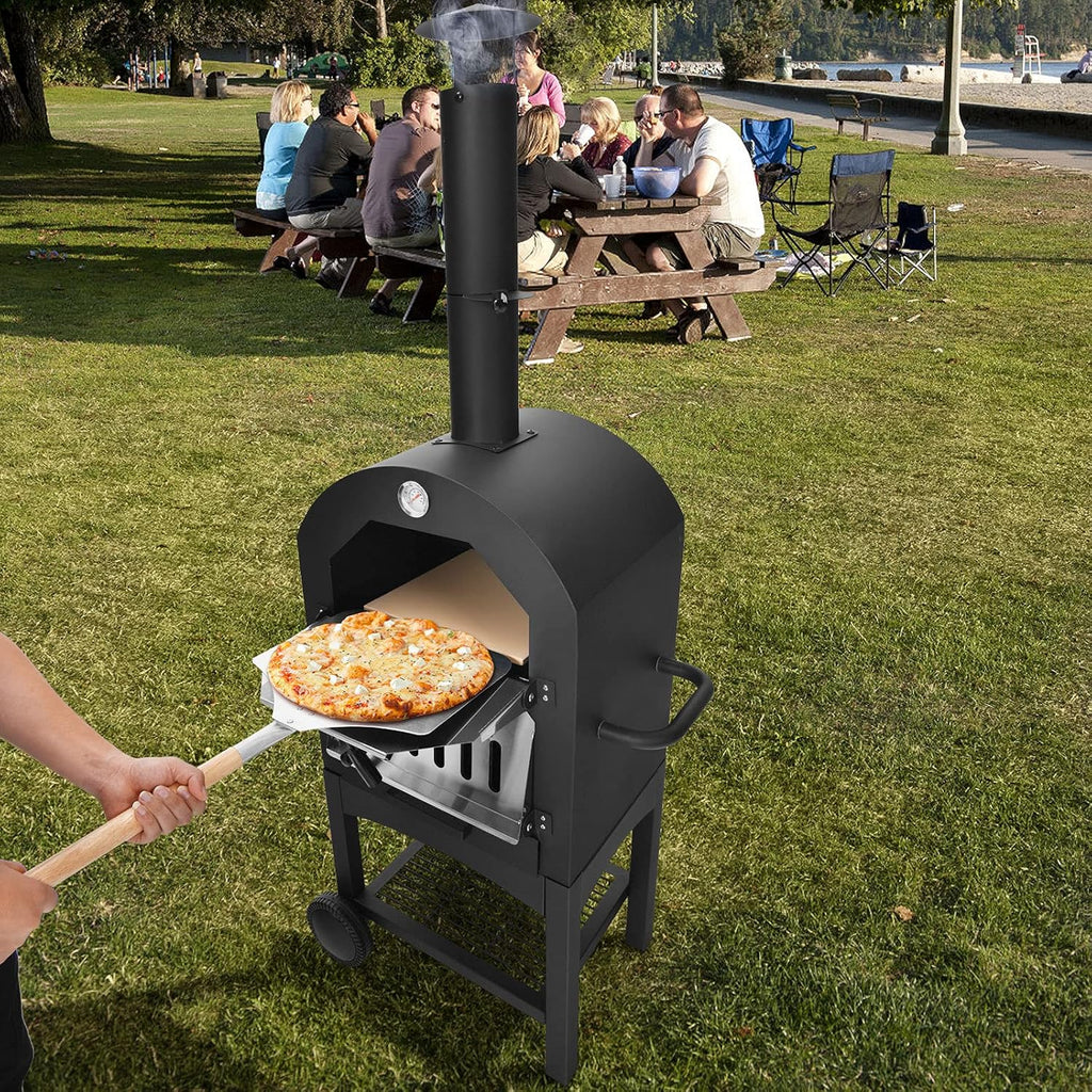 Wood Fire Pizza Oven with Wheels and Waterproof Cover M467048