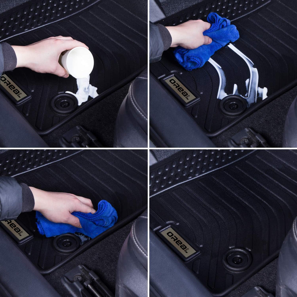 Black Heavy Duty All Weather Floor Mats Liners for Car Front and Rear L6265