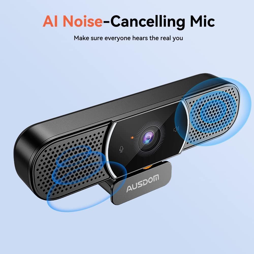 2K Webcam with Microphone and Speaker, Privacy Cover, USB Computer Camera, Pack of 2 O2614