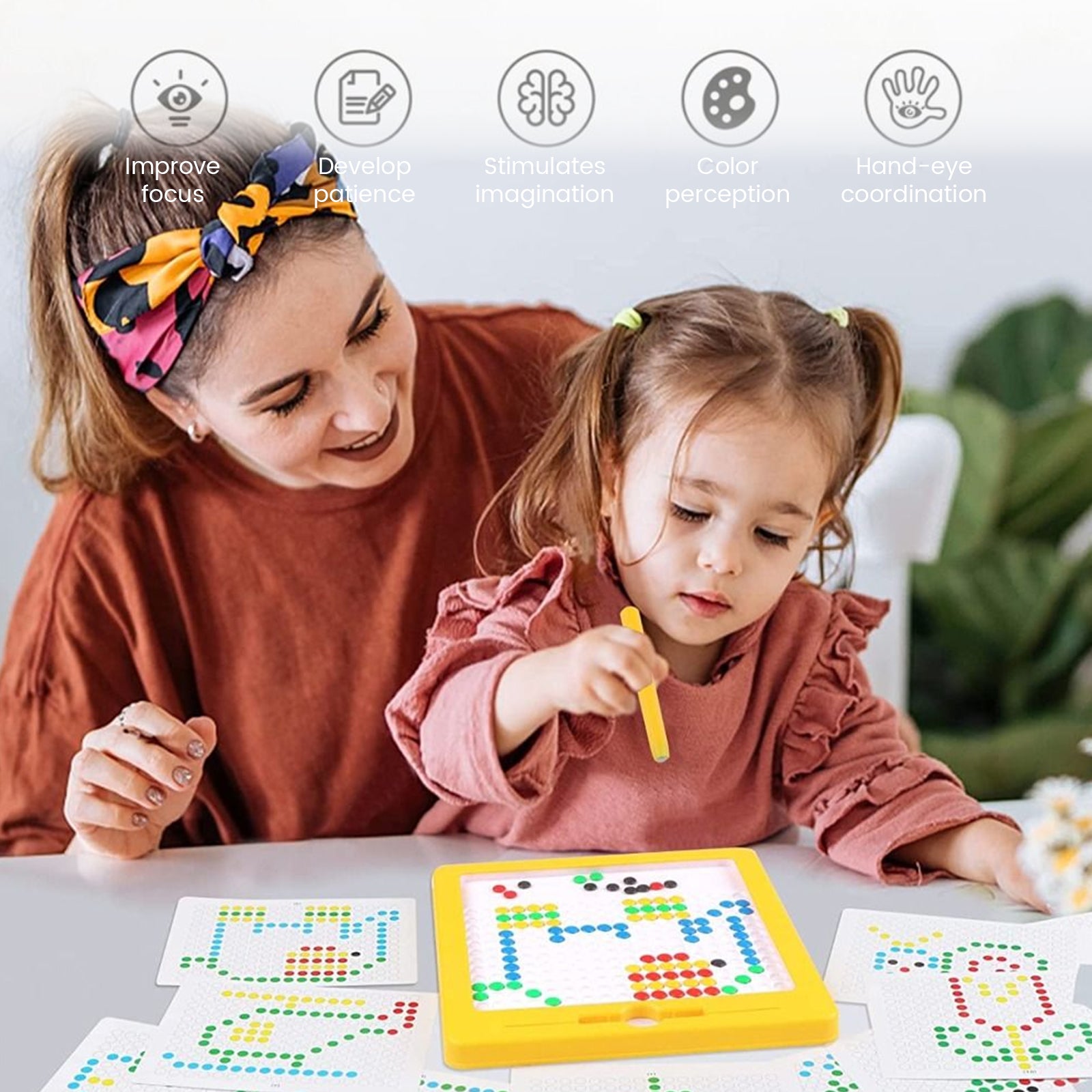 Magnetic Drawing Board with 10 Double Sided Cards Educational Preschool Toy W681