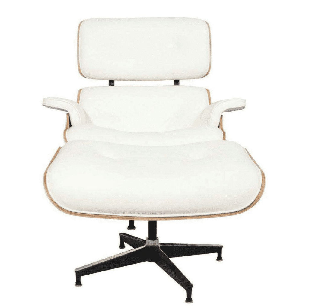 Rice White Walnut Lounge Chair & Ottoman I972954