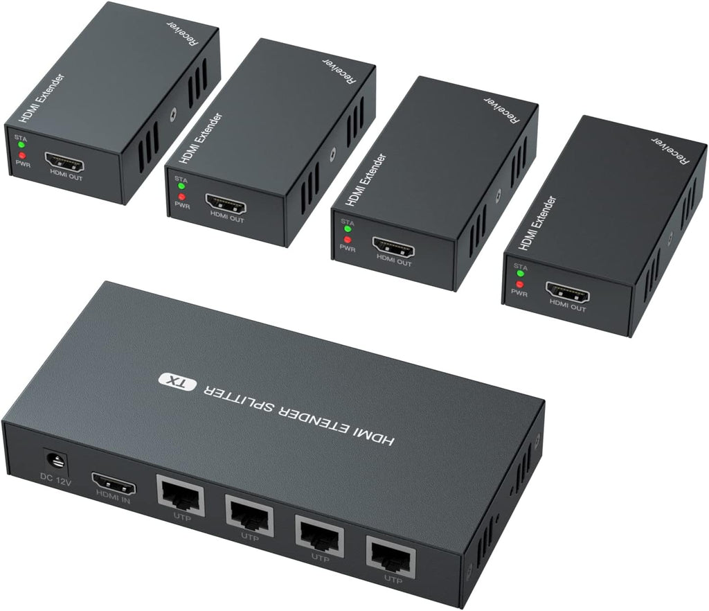 HDMI Extender Splitter 1x4 1080P@60Hz Over Cat 5E/6/7 Ethernet Cable 50m B440645