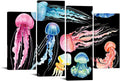 4 Piece Jellyfish Canvas Wall Art Framed Ready to Hang S2669