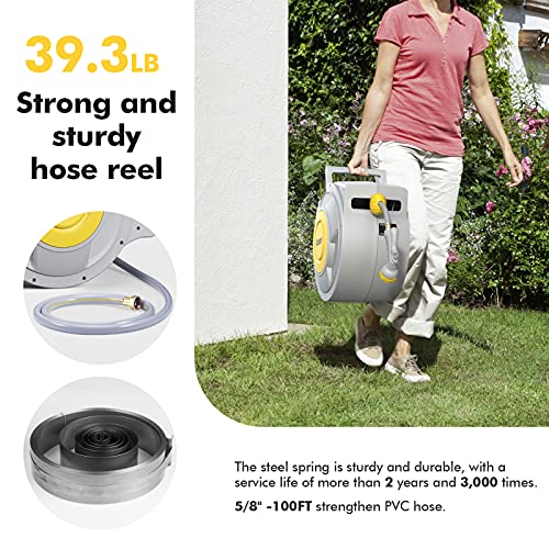 5/8" x 100+6.7ft Retractable Garden Hose Reel Q464881