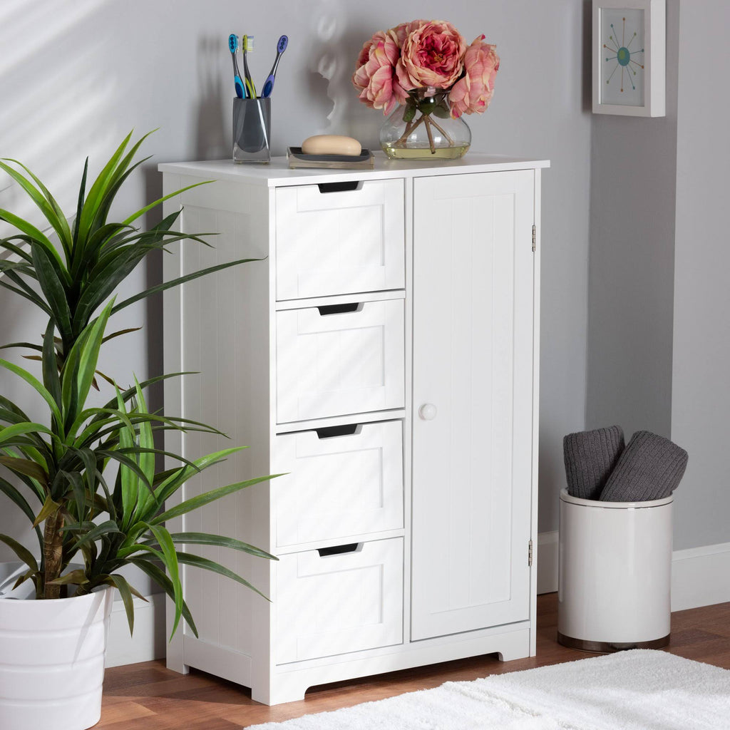 White 4-Drawer Wood Bathroom Storage Cabinet R788152