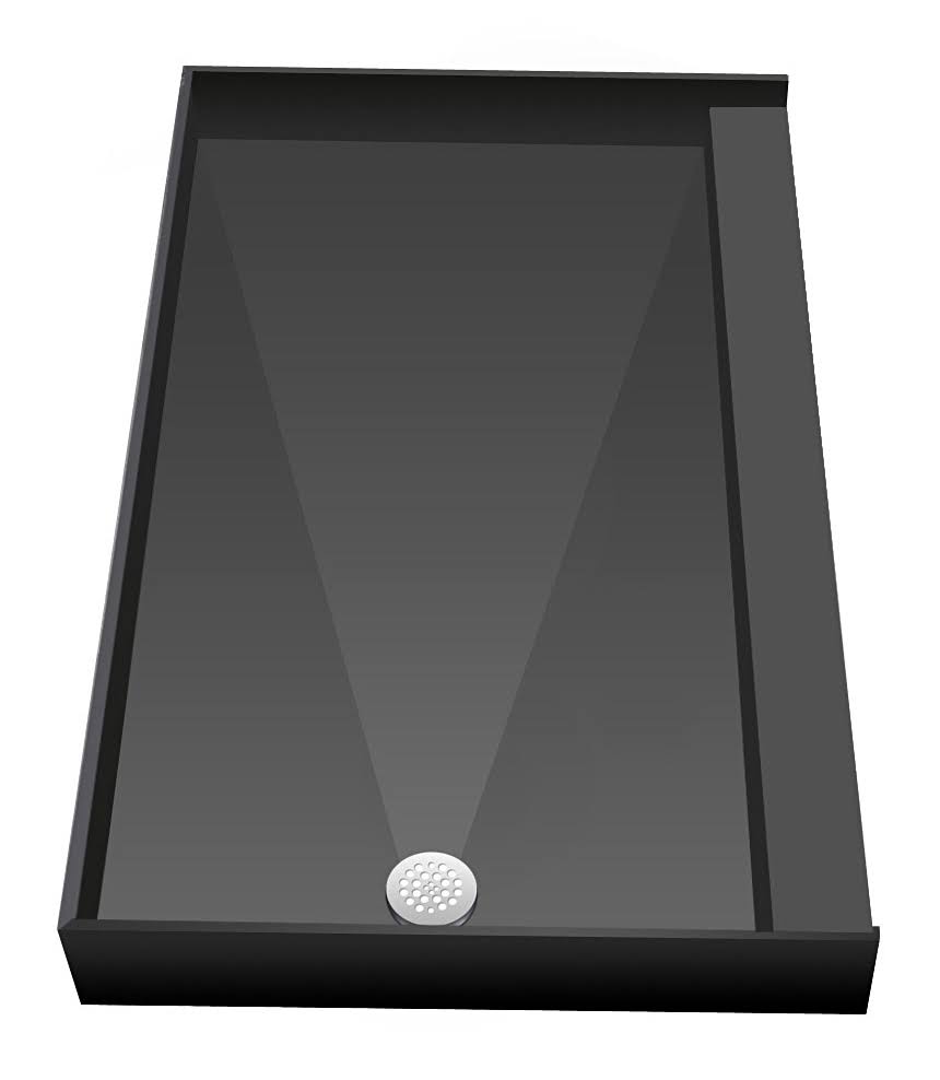 Black Single Curb Shower Pan with Left Drain J201