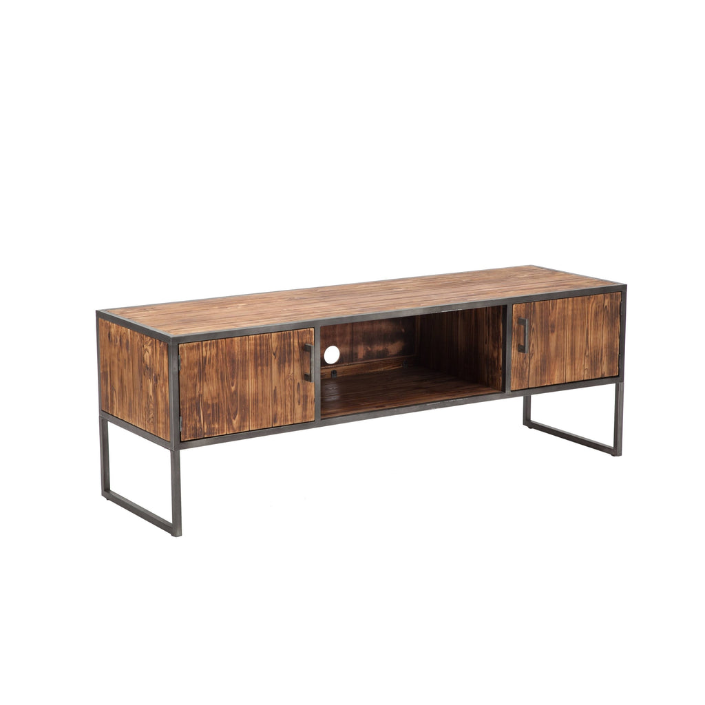 Natural Wood and Metal Media Console L604