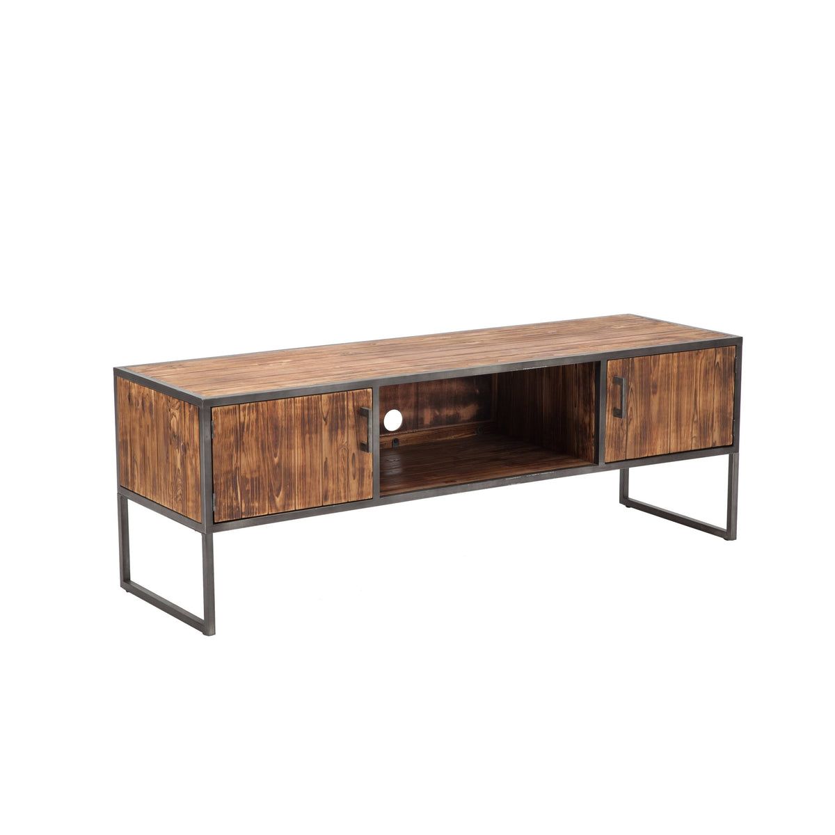 Natural Wood and Metal Media Console L604