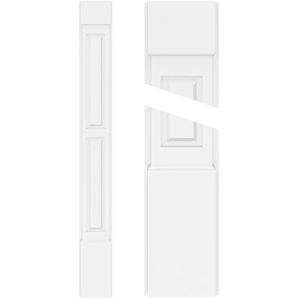 Two Equal Raised Panel PVC Pilaster with Capital and Base (Pair) M67295