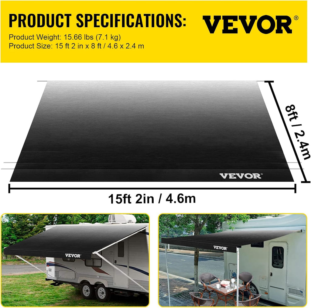 Charcoal 15oz Vinyl RV Awning Replacement Fabric C39016