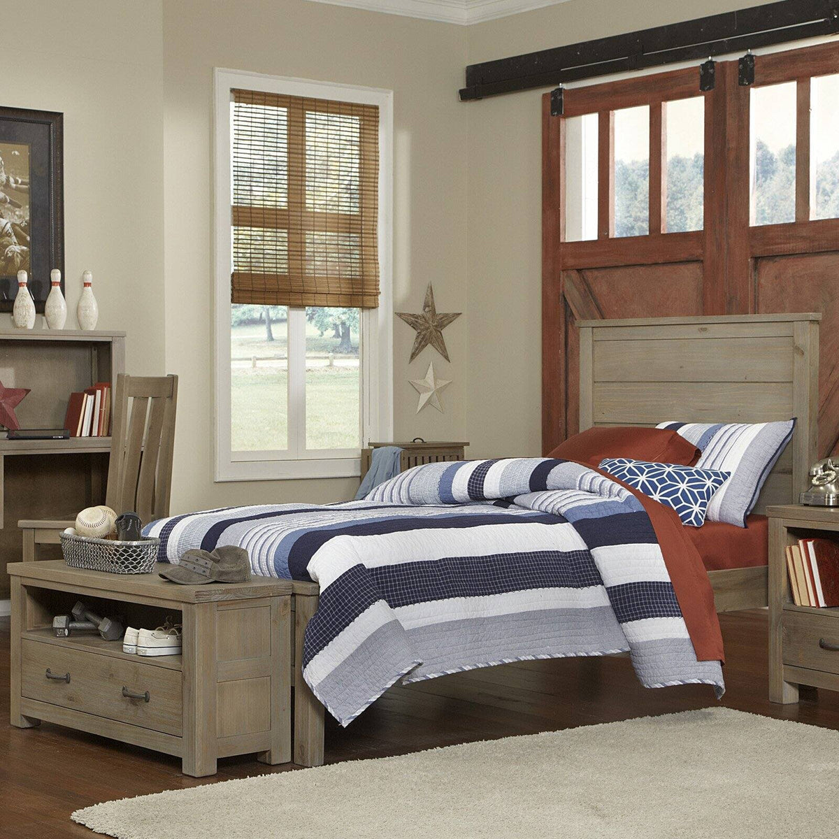 White Full Panel Bed with Trundle T66870