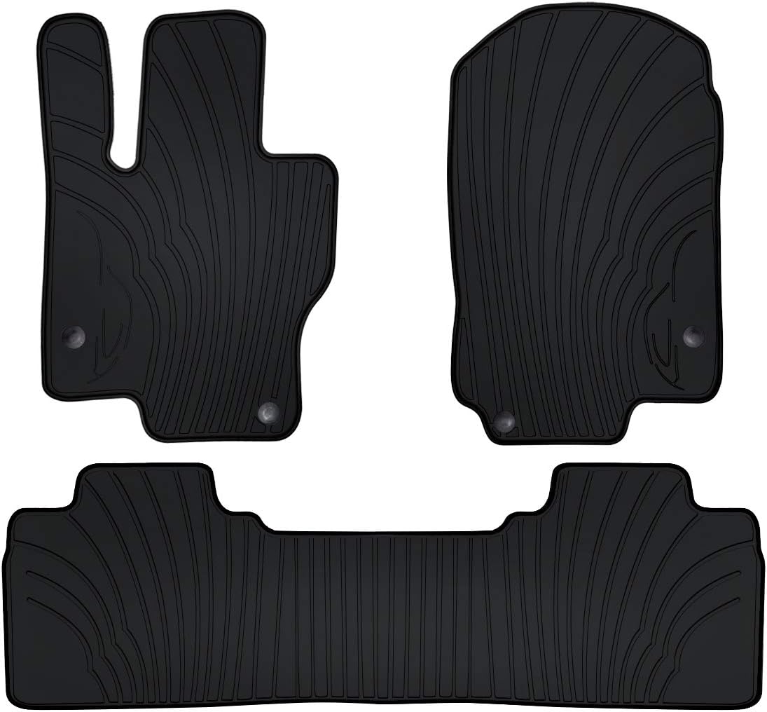 Custom Fit Rubber Black and Red Car Floor Mats Set W59511