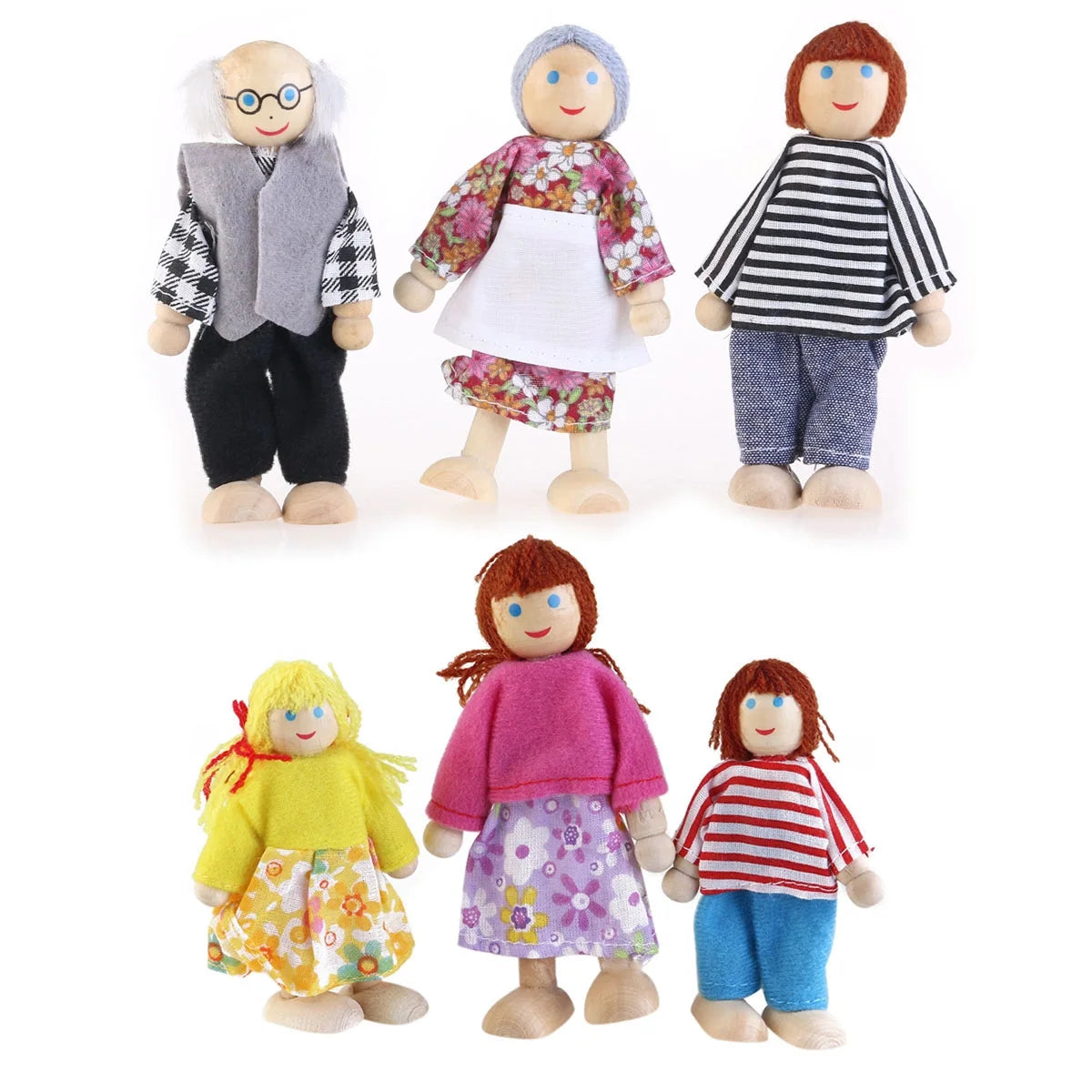 Wooden Dollhouse Furniture Set with Grandparents W849