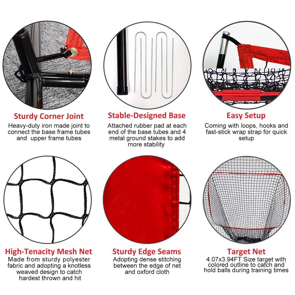 Baseball Softball Practice Training Net with Carrying Bag I9481