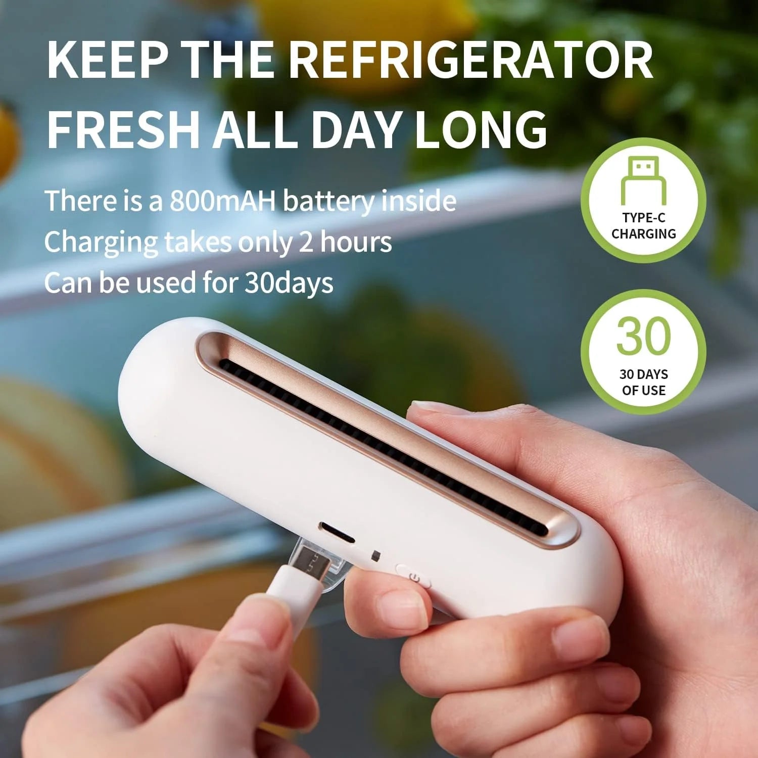 Mini Fridge Deodorizer, Rechargeable Odor Eliminator U402213