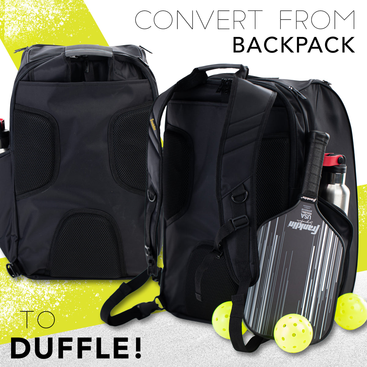 Black Hybrid Pickleball Backpack Duffle Bag Z261