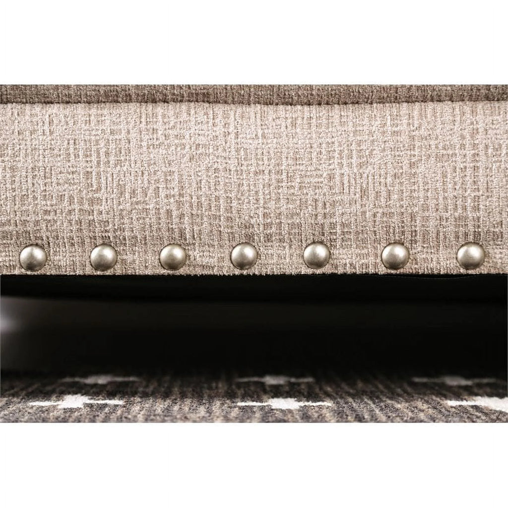 Brown Chenille Nail Head Loveseat N436