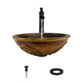 Antique Bronze Vessel Sink Ensemble with Faucet, Pop-Up Drain, and Sink Ring P95059