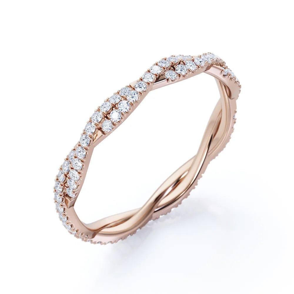 Twisted Stackable Ring Band in 10K Rose Gold I25008