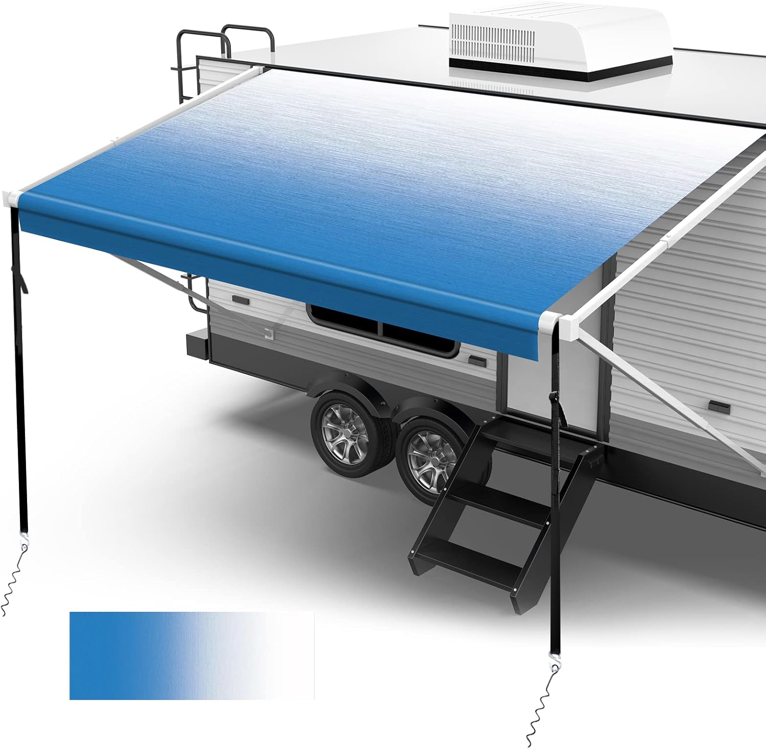 18oz Vinyl Camper Awning Replacement with Awning Anchor Kits & Pull Tension Strap, 16', Green Fade J92929