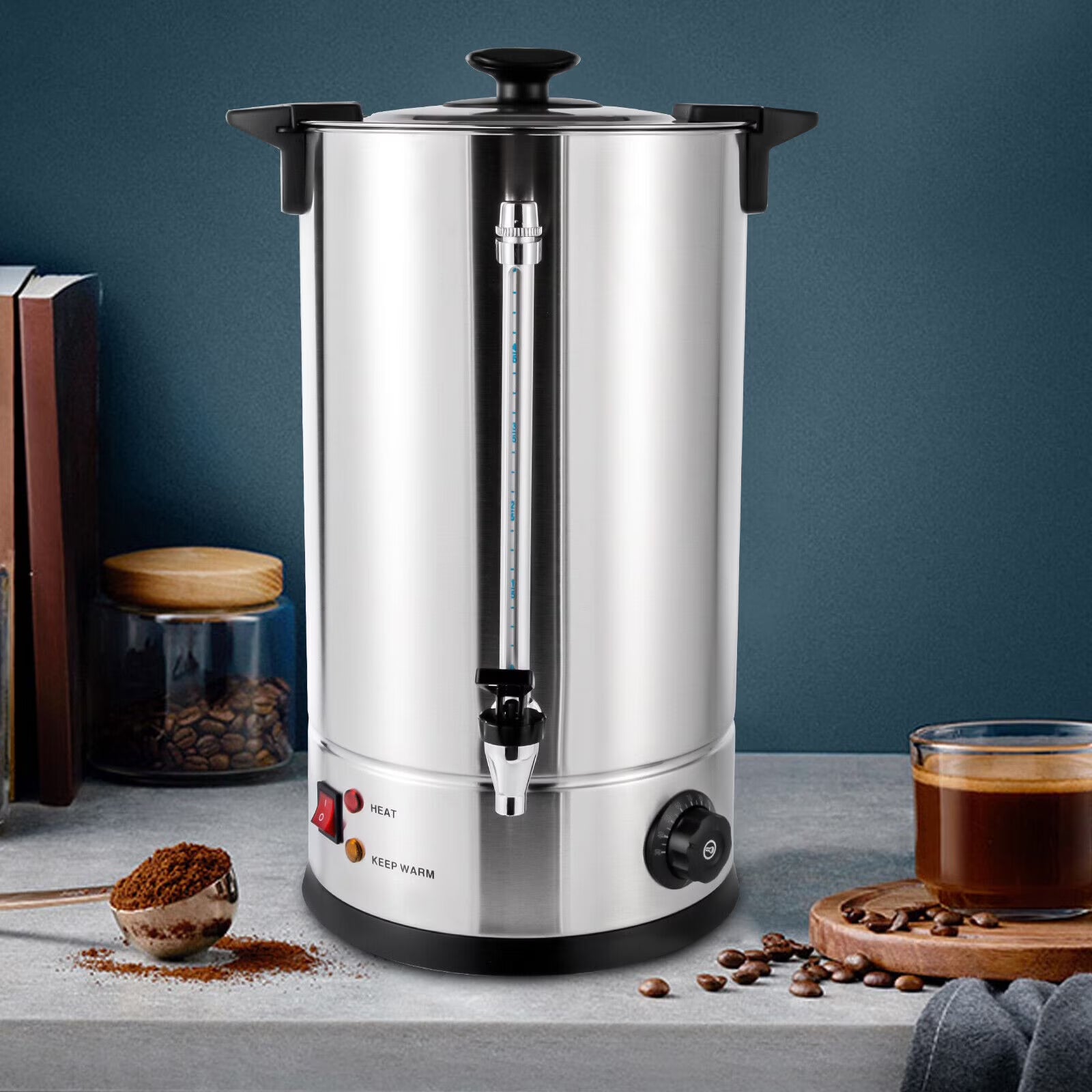 15L Stainless Steel Electric Tea Urn Hot Water Boiler 1400W X363
