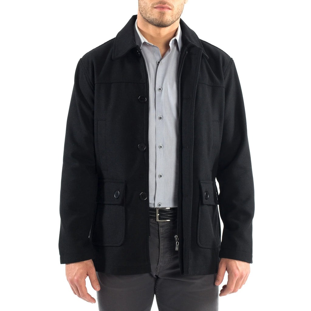 Wool Blend Barn Coat Cargo Pocket Jacket G27939