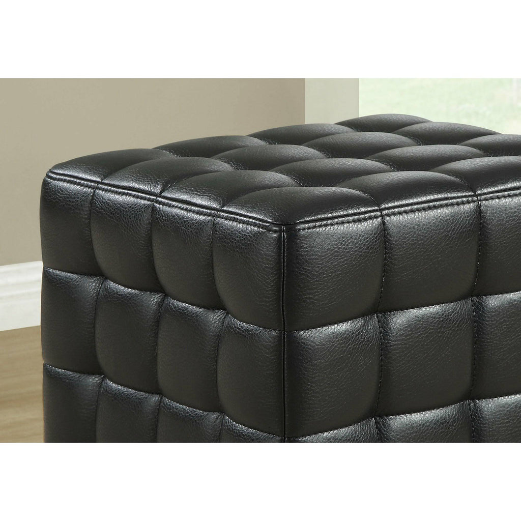 Black Leather Look Fabric Ottoman B609