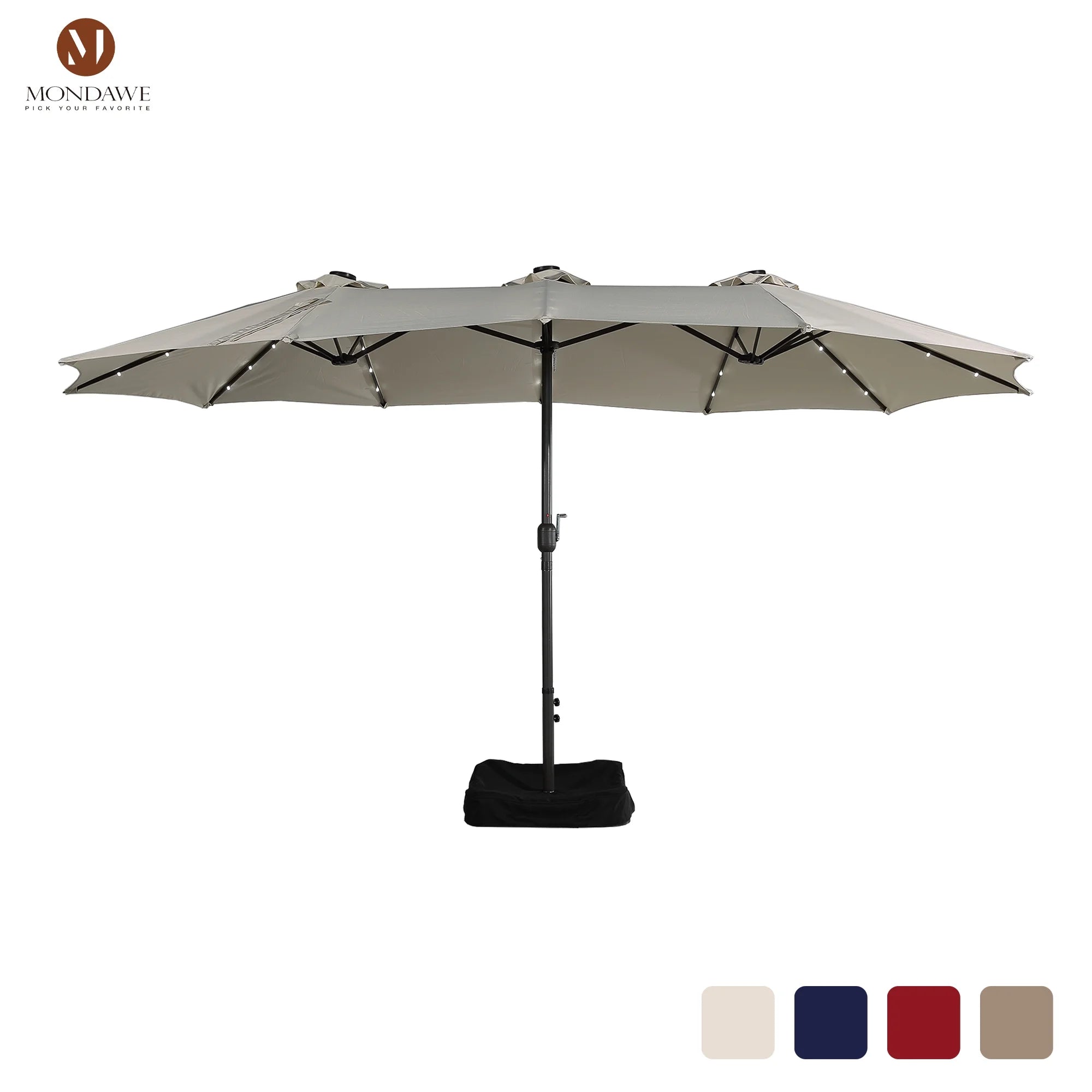 15ft Large Patio Umbrella with 36 LED Lights, Base Included P369317