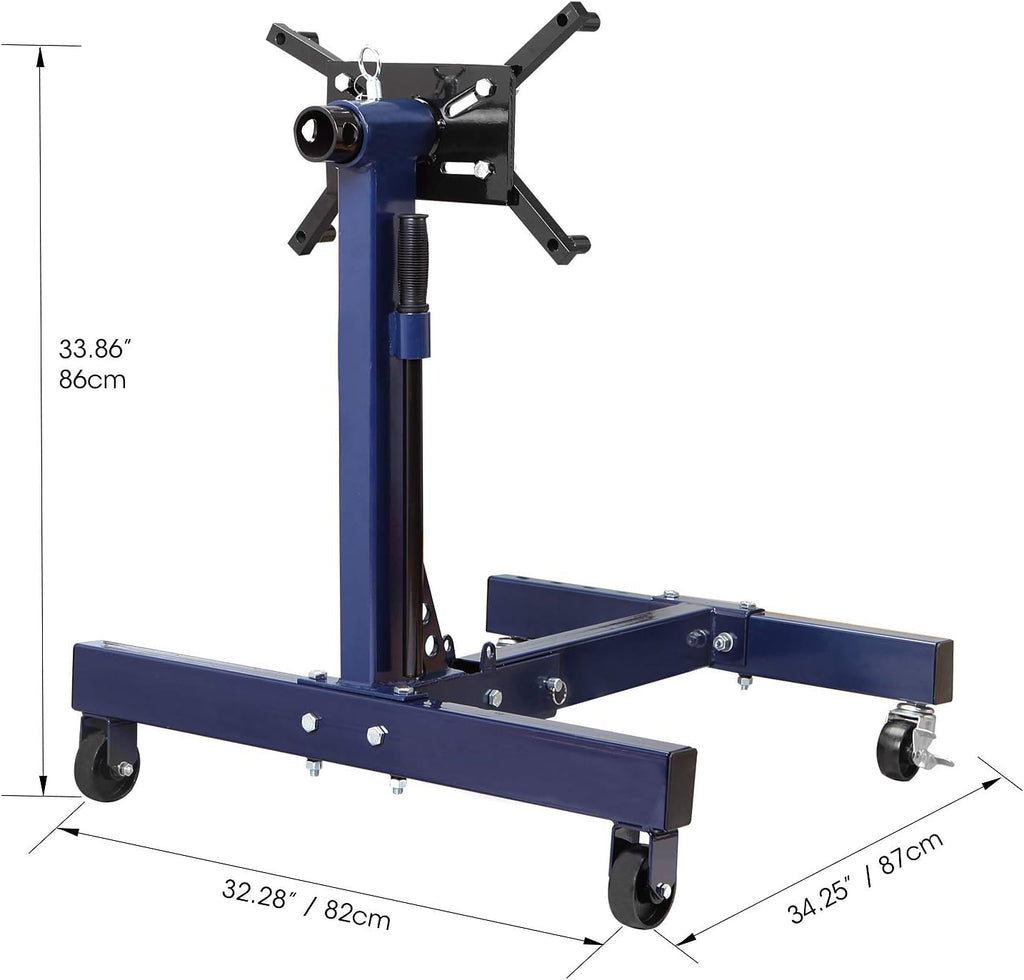 3/4 Ton Steel Rotating Engine Stand with Folding Frame, Blue V400