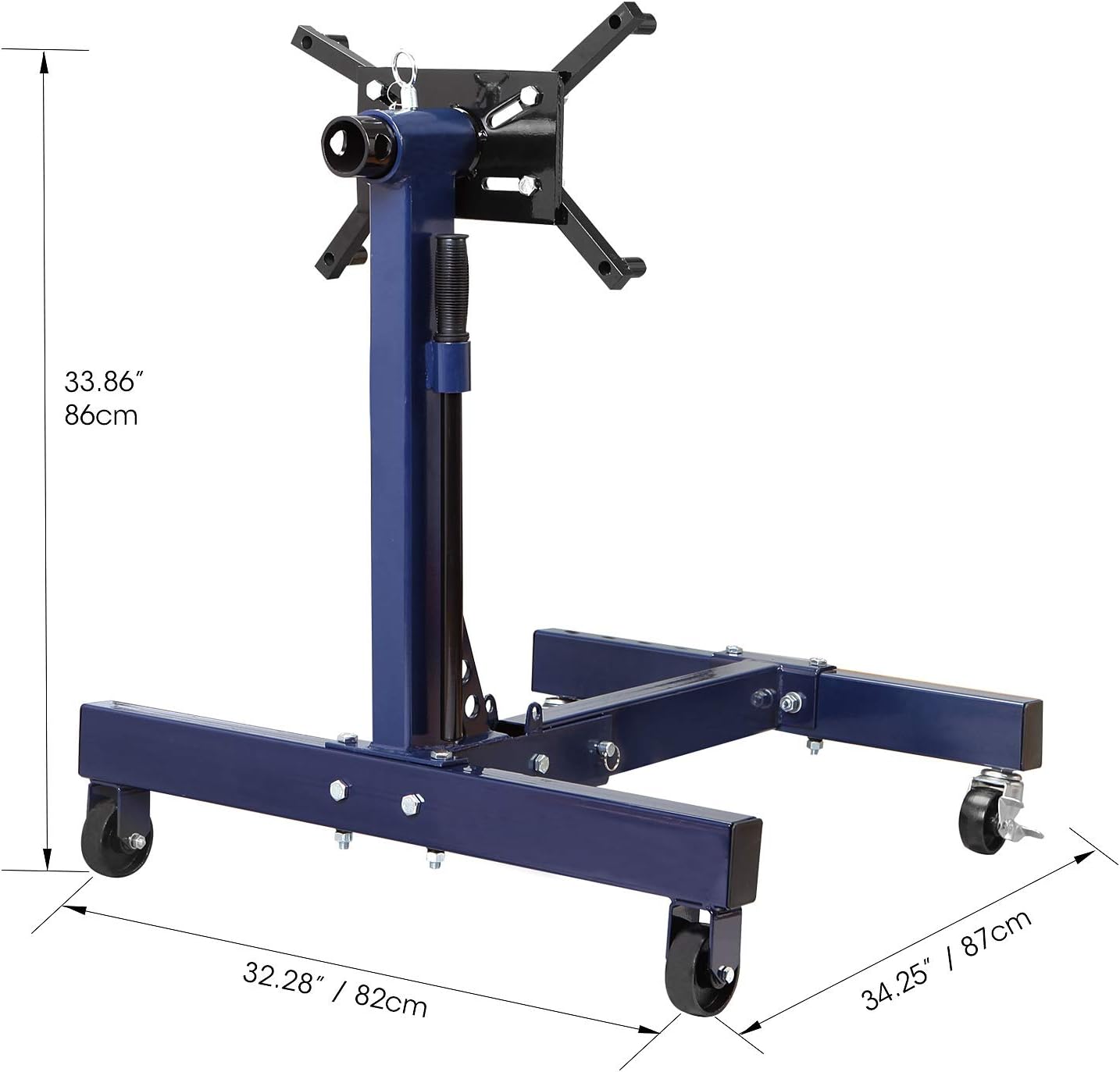 3/4 Ton Steel Rotating Engine Stand with Folding Frame, Blue V400
