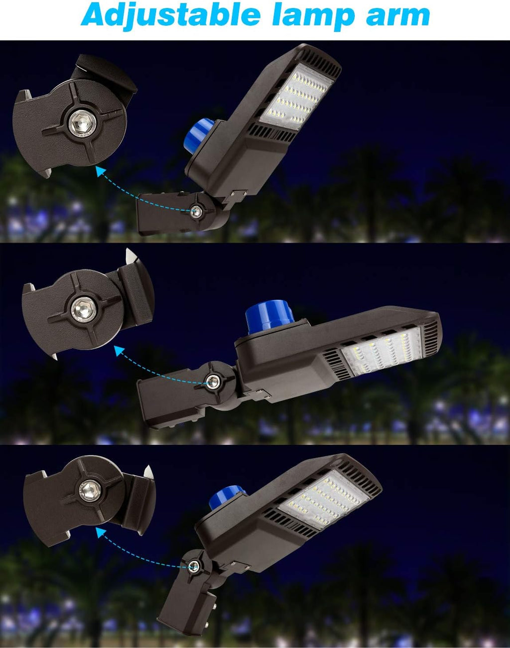 150W LED Parking Lot Light 19500LM 5000K Adjustable Slip Fit Mount IP65 Waterproof W7929