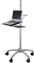 Aluminum Mobile Laptop Cart on Wheels, Height Adjustable Rolling Laptop Stand with Mouse Tray F301