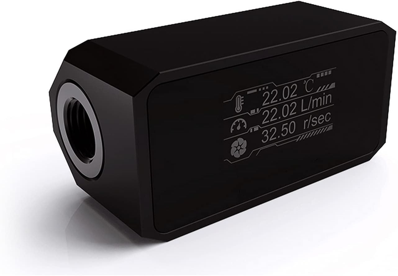 G1/4 Inline PC Water Cooling Flow Meter with OLED Display H9810