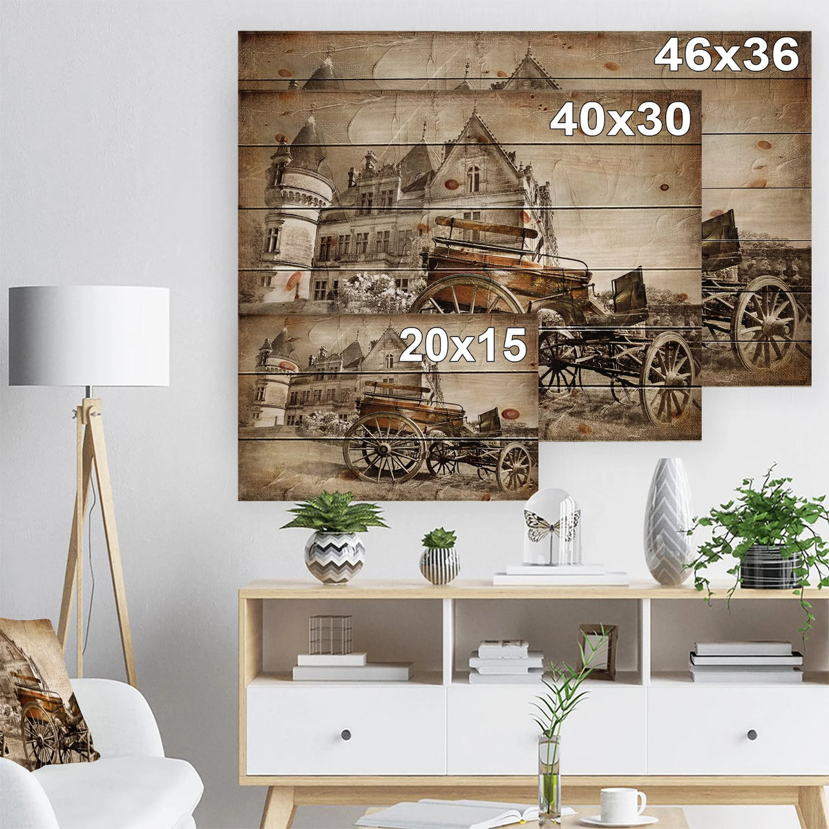 Vintage Print on Natural Pine Wood N946268