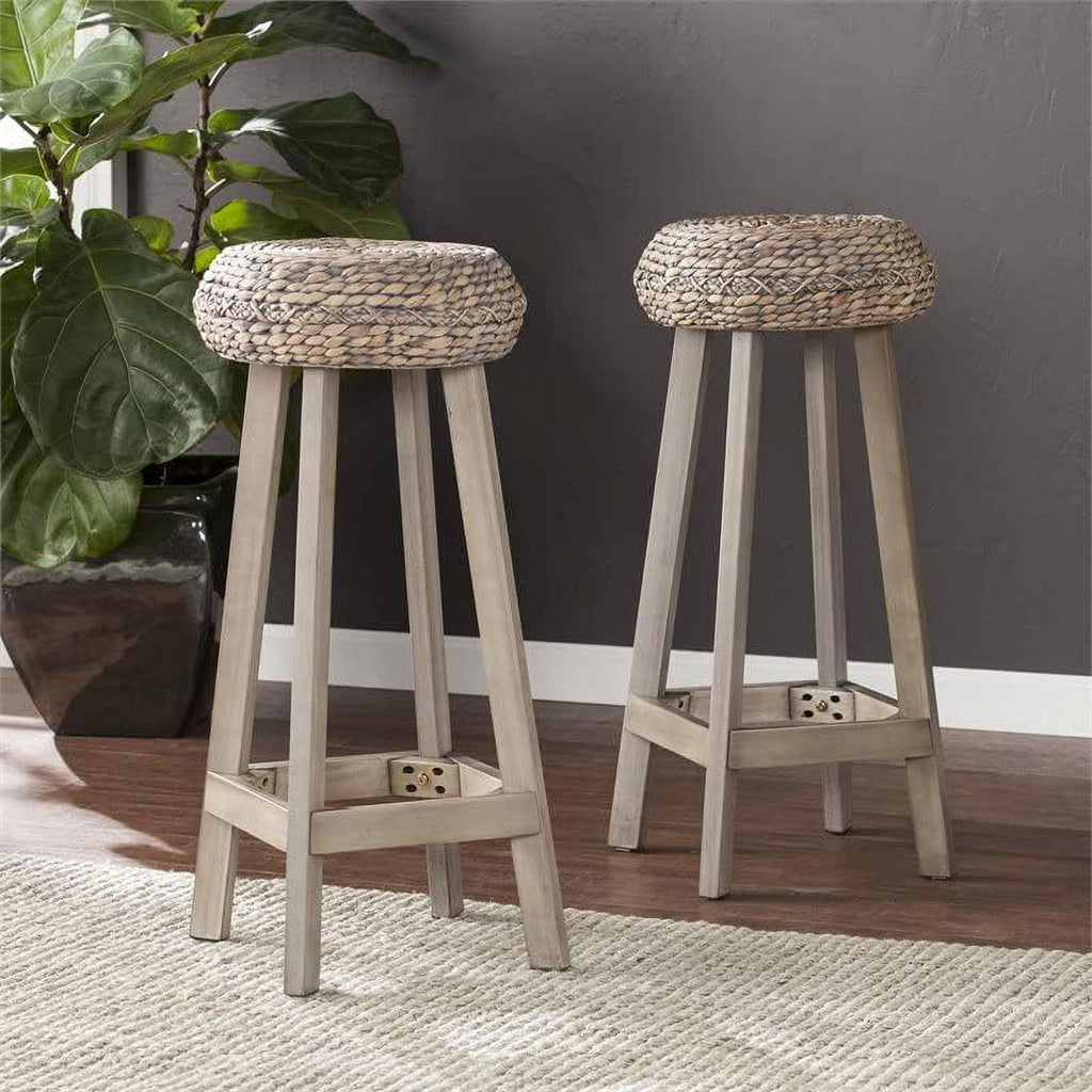 Gray Backless Hyacinth Stools G302